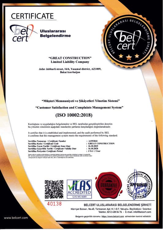 ISO 10002:2018 sertifikatı — bel cert